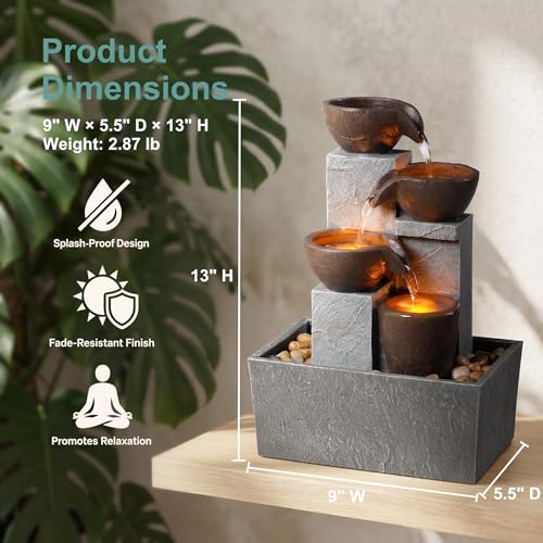 13 Inch Tabletop Water Fountain Indoor