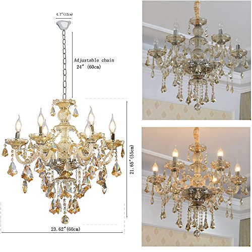 Modern K9 Crystal Chandelier Cognac 6 Lights
