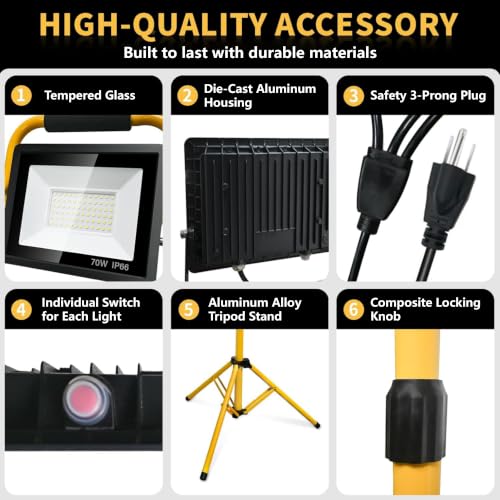 21000 Lumen LED Work Light with Stand for Job Site Garage