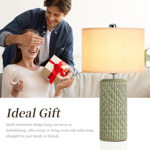22" Modern Ceramic Table Lamps Set of 2 for Night Stands (Green)