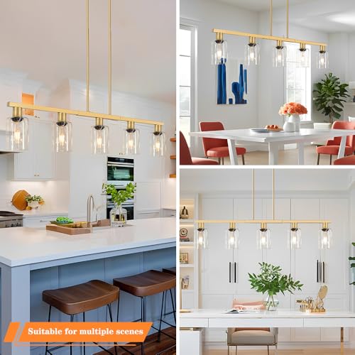 5 Light Kitchen Island Lighting Gold Adjustable Chandelier