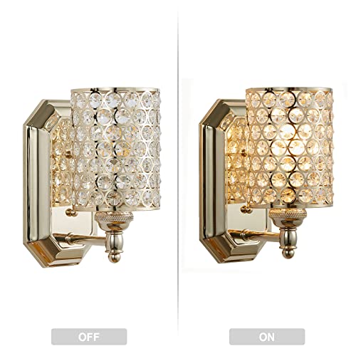 Crystal Wall Sconce Champagne Dry&Wet Dual Use 2 Pack 1 Light UL Certified (2 Count)