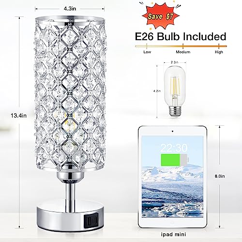Sliver Crystal Table Lamp with Touch Control