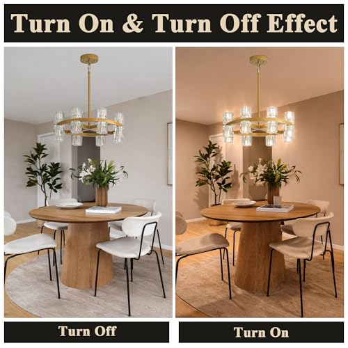 18 Inch Gold Crystal Wagon Wheel Chandelier with Crystal Shades