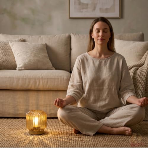 Amber Glass Cordless Battery Operated Lantern Table Lamp