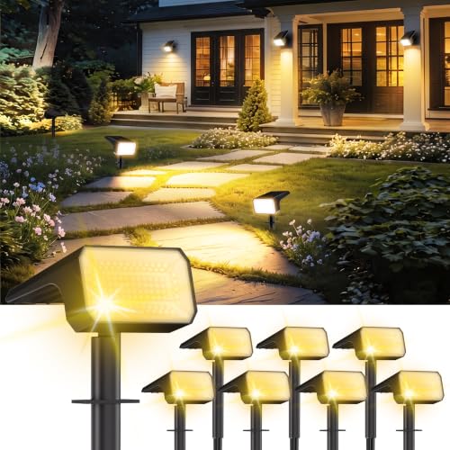 Upgraded Solar Spot Lights Outdoor IP67 Waterproof 8 Pack (8 Count)