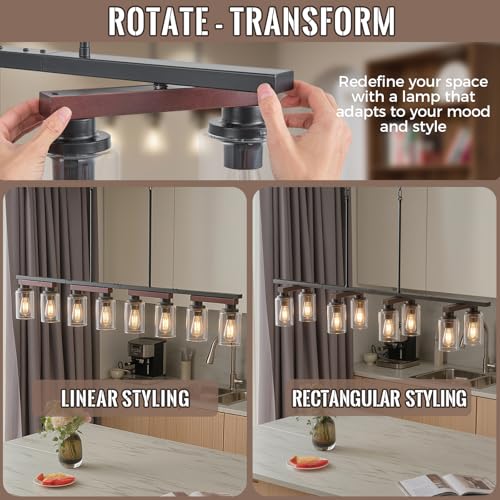 8 Light Black Linear Chandelier