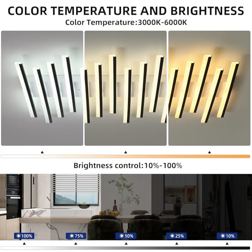 15 Lights Linear Modern Ceiling Light 43.3 inch Dimmable LED Chandelier Semi Flush Mount Light Fixture for Dining Room Kitchen Island Living Room