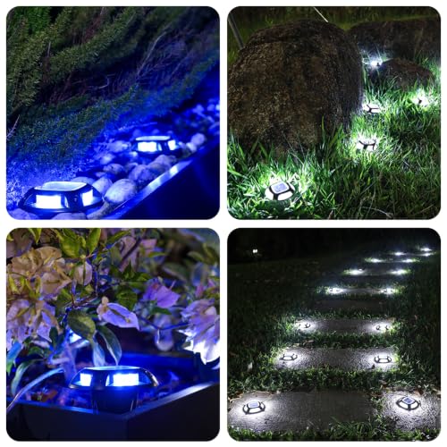 2 Colors in 1 Solar Driveway Lights 12 Pack with Ground Spike Design (12 Count)