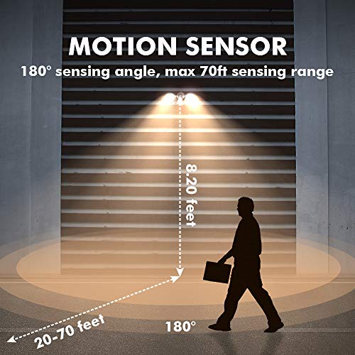 180-Degree 2-Head Motion-Activated Flood Light 300 Watt Halogen Motion Activated Integrated Dual-Head Floodlight Outdoor, Waterproof Exterior Security Wall Light for Patio, Garden, Yard, White