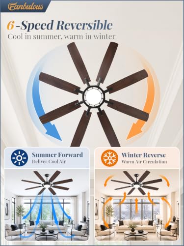 65 Inch Black Ceiling Fans with 3CCT Lights and Remote (Black / 65")