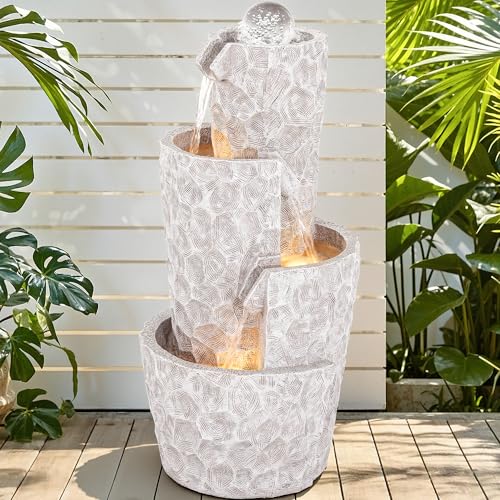 4 Tier Twist Outdoor Water Fountain with Rotating Crystal Ball