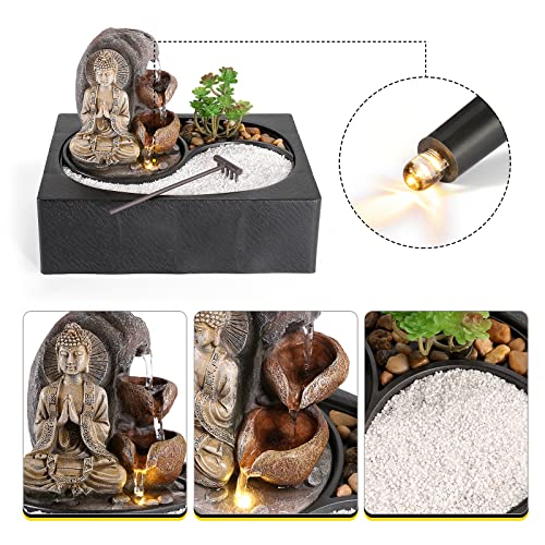 Indoor Water Fountains Tabletop Water Fountain with Warm Light