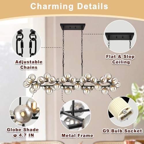 70'' Chandeliers for Dining Room Oval Rectangular Large Living Room Light (40 Count)