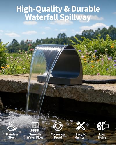 Pond Waterfall Spillway with LED Lights & 1200GPH Pond Pump