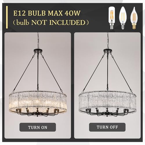 Modern 30" Crystal Glass Chandelier 12