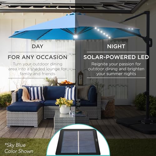 10ft Solar LED Cantilever Patio Umbrella