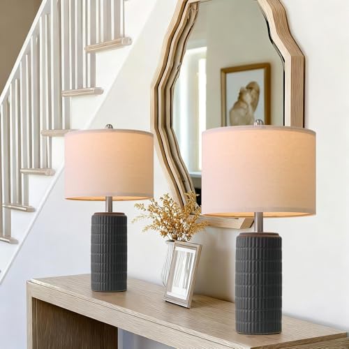 23" Matte Textured Ceramic Table Lamps Set of 2 for Bedroom (2 Count)