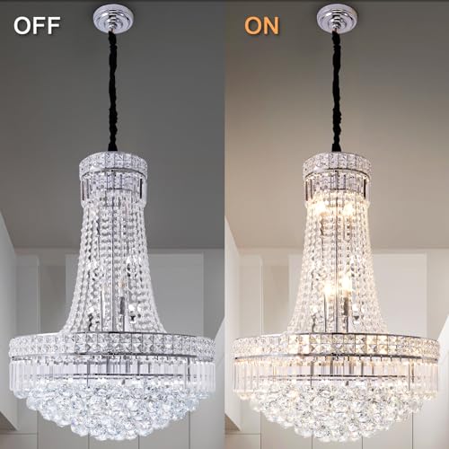 Modern Crystal Chandelier Chrome Empire Hanging Chandelier