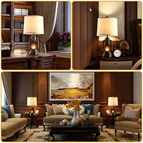 Farmhouse Lantern Table Lamps for Living Room Set of 2 with USB C+A (2 Count)