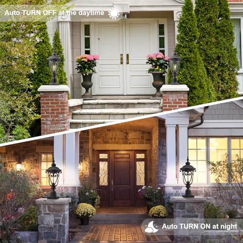 24 Inch High Outdoor Post Light Fixture with Dusk to Dawn Sensor