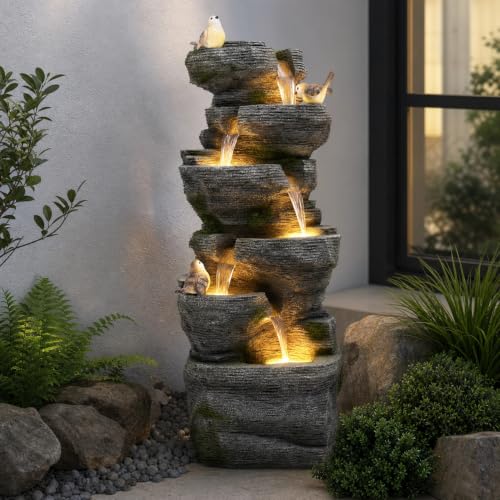 39.4"Extra Large Rock Outdoor Fountain 6