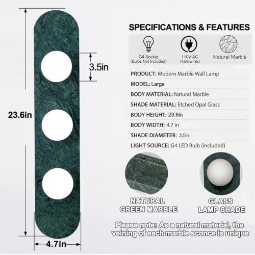 Modern Green Marble Wall Sconce