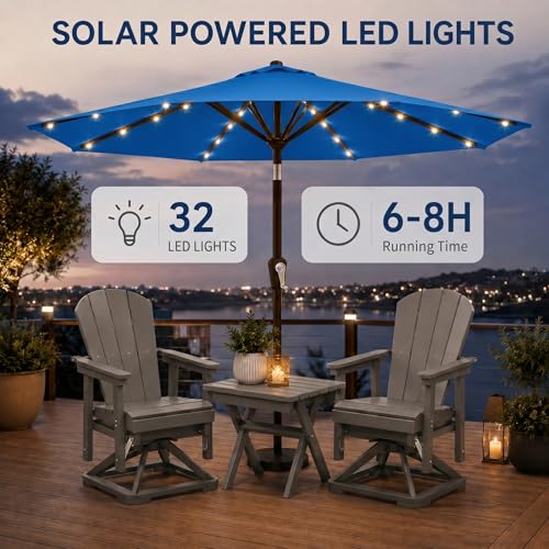 10FT Solar Patio Umbrella with Lights
