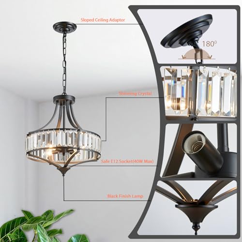 Black Crystal Chandeliers for Dining Room