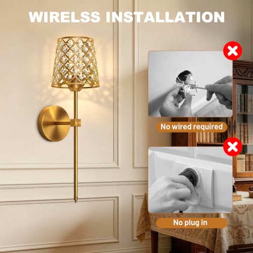 Crystal Battery Operated Wall Sconces Set of 2
