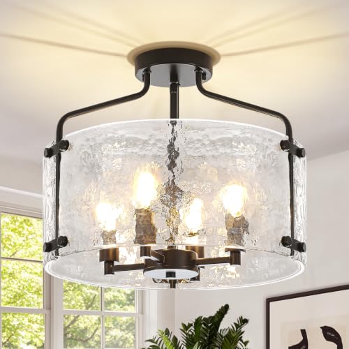 Modern Black Semi Flush Mount Ceiling Light
