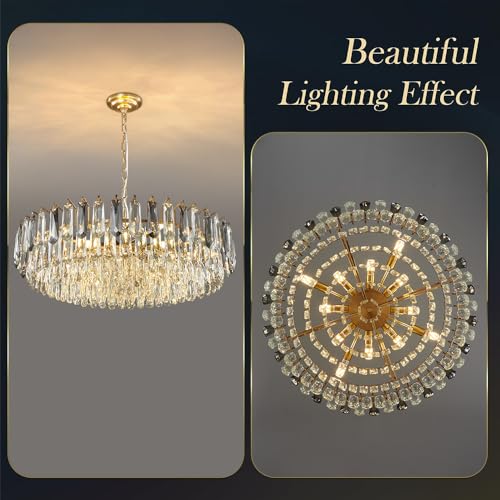 31.5" Modern Crystal Chandelier Gold 3