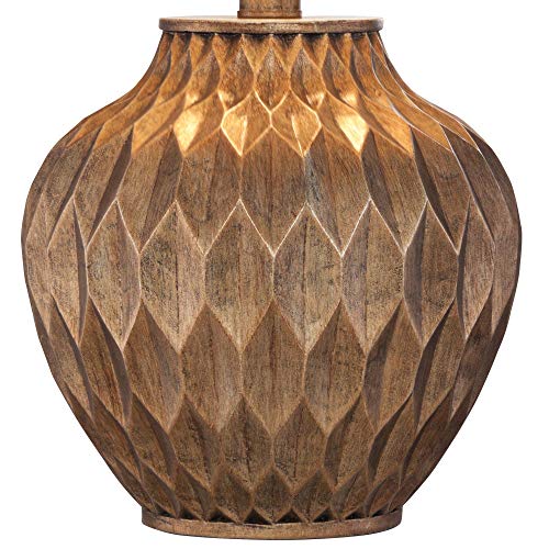 Buckhead Warm Bronze Brown 22" High Table Lamps Set of 2 Geometric (2 Count)