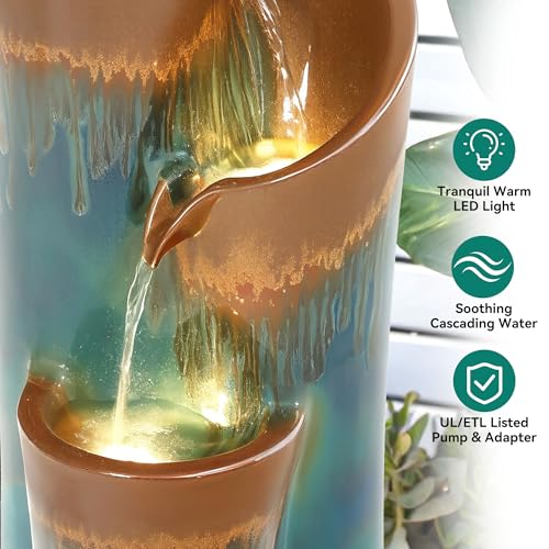 32" Ceramic Outdoor Water Fountain w