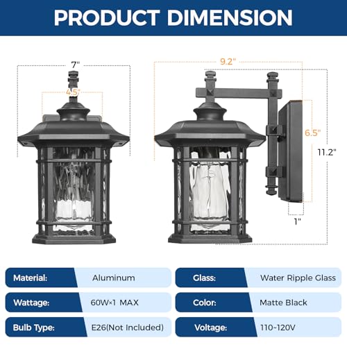 Outdoor Porch Lights Wall Mount Black Exterior Light Fixtures