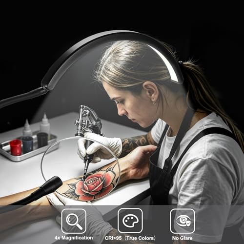 Half Moon Desk Lash Light with 4X Magnifier