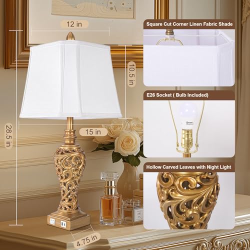 Vintage Table Lamps with Night Light (2 Count)