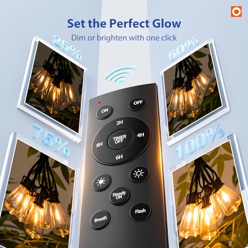 200FT(50FT*4) Outdoor String Lights ST38 LED with Remote Waterproof (200 Foot)