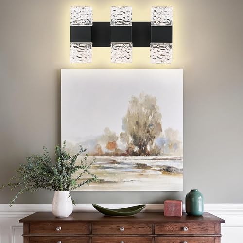3 Lights Black Modern LED Bathroom Lights Over Mirror 24W