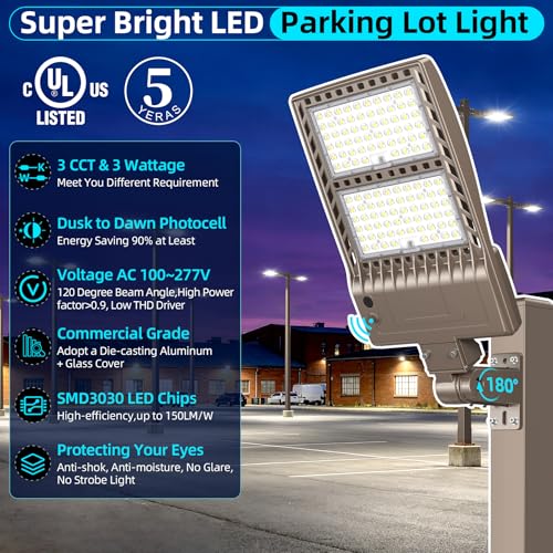 6Pack 400W LED Parking Lot Lights Dusk to Dawn 400W