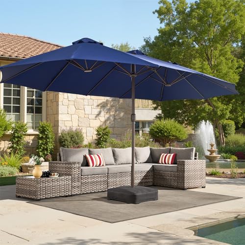 15 Ft Double Head Umbrella Outdoor Patio With Base