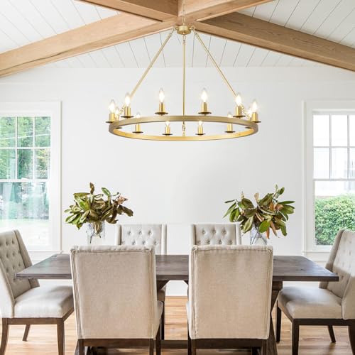 Gold Wagon Wheel Chandelier 32