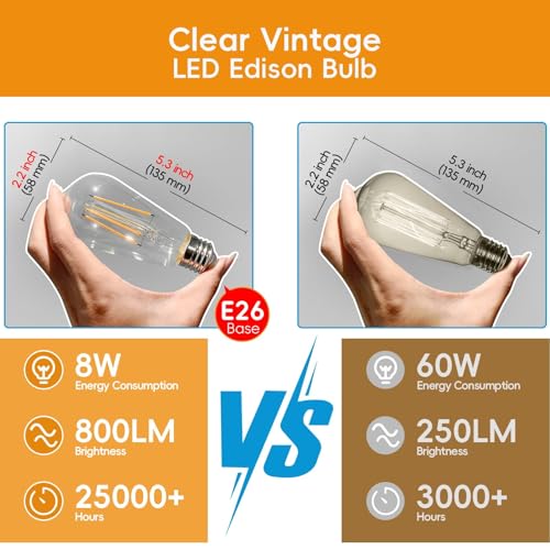 Edison Bulbs E26 LED Bulb 60 Watt Equivalent