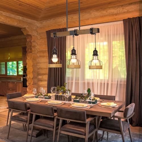 3 Light Island Light for Kitchen Over Table Chandelier Rustic
