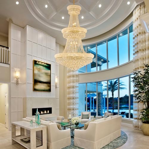 31 Lights Gold Finish Large Empire Crystal Chandelier