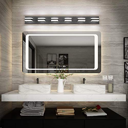 Bathroom Light Feature Modern LED Dimmable Matt Black Bathroom Vanity Light 6 Lights Acrylic Vanity Light Over Mirror ETL Listed
