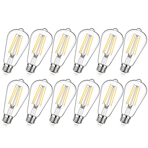 Dimmable Vintage LED Edison Bulbs 60W Equivalent 6W 850 Lumens (12 Count)