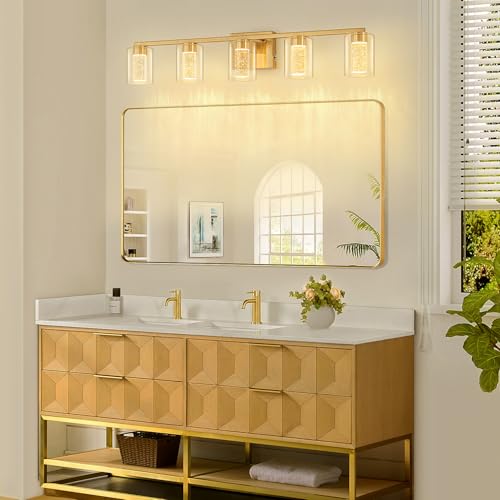 5 Light Gold Vanity Light with 3 Color Modes