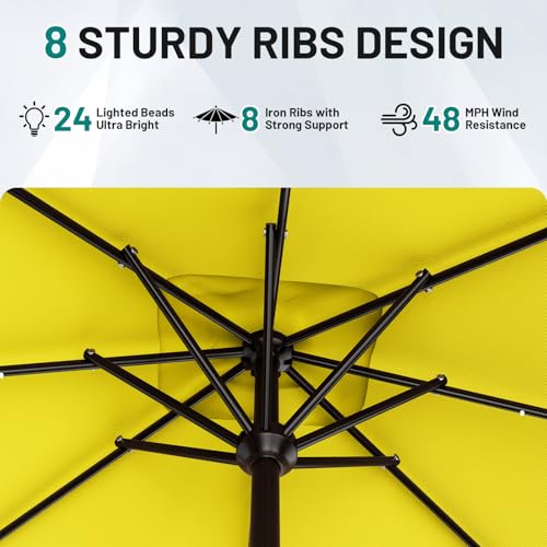 8' X 10' Rectangular Patio Umbrella with Solar Lights