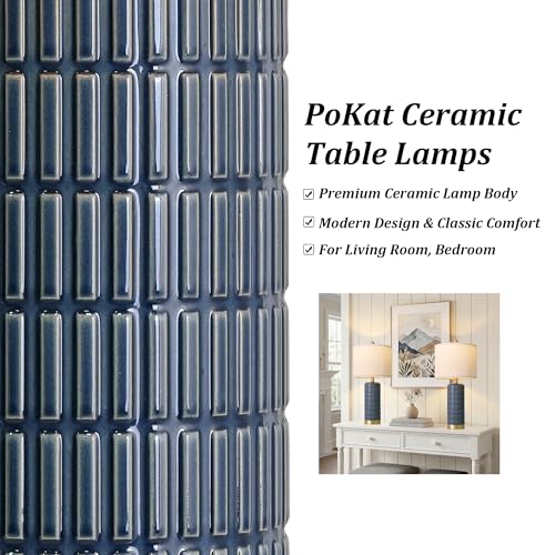 25'' Blue Table Lamps for Bedroom Living Room Set of 2 (2 Count)